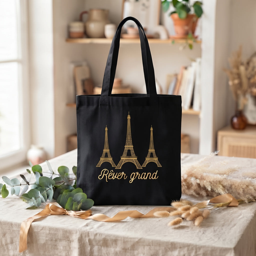 Tote bag personnalisé prénom, sac cabas 100% coton, cadeau femme bohème chic
