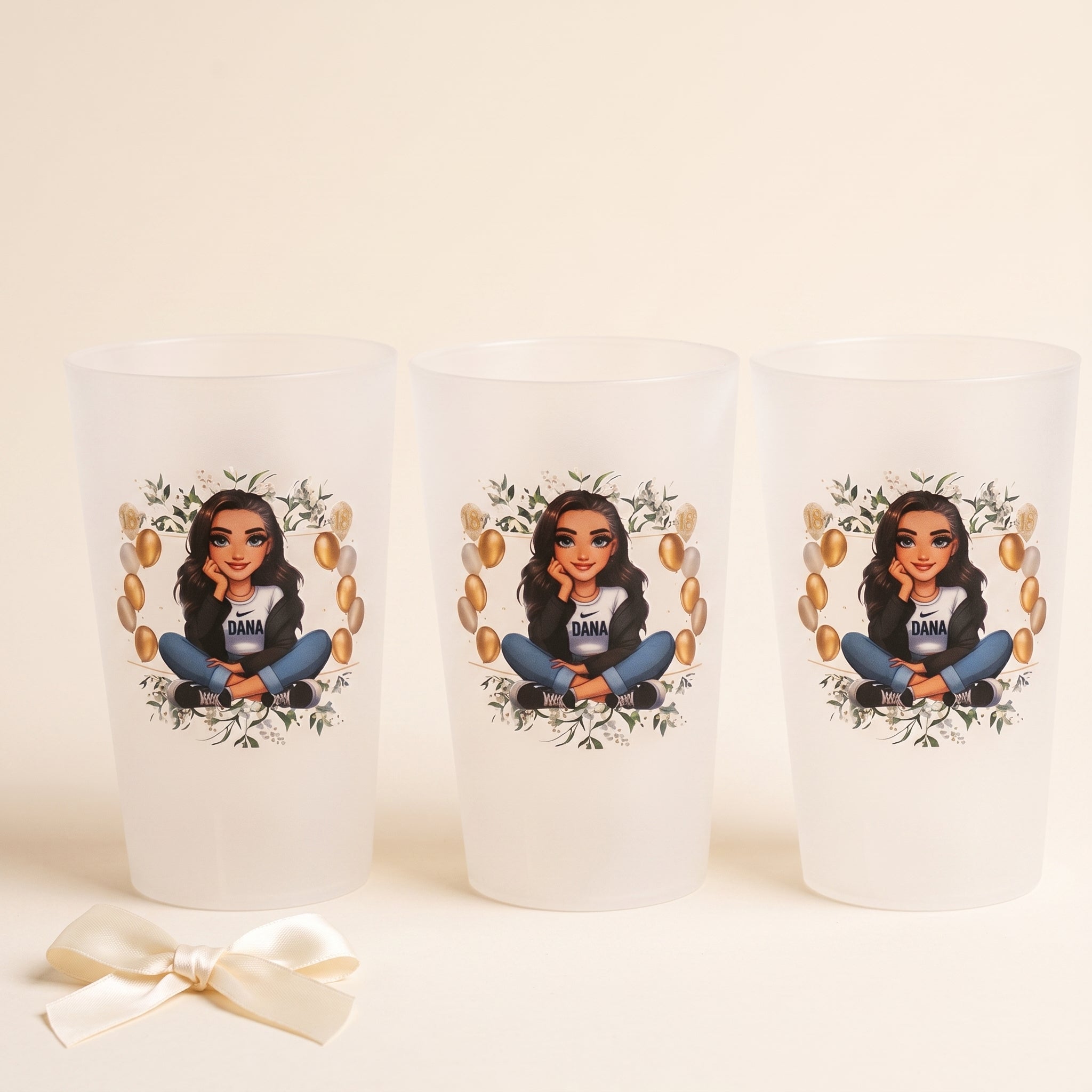 Gobelet personnalisé 25cl incolore givré ou blanc - Cadeau invité mariage EVJF baptême anniversaire