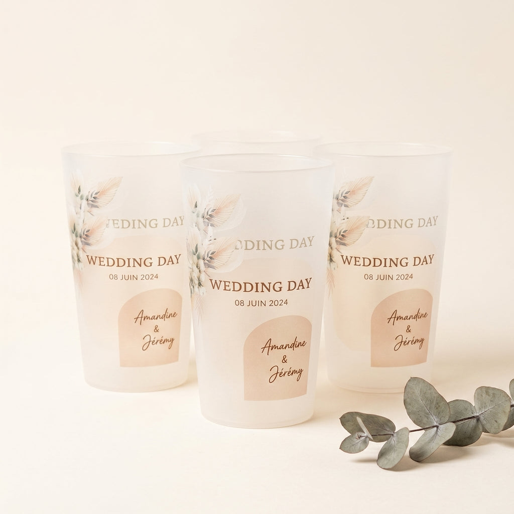 Gobelet personnalisé 25cl incolore givré ou blanc - Cadeau invité mariage EVJF baptême anniversaire