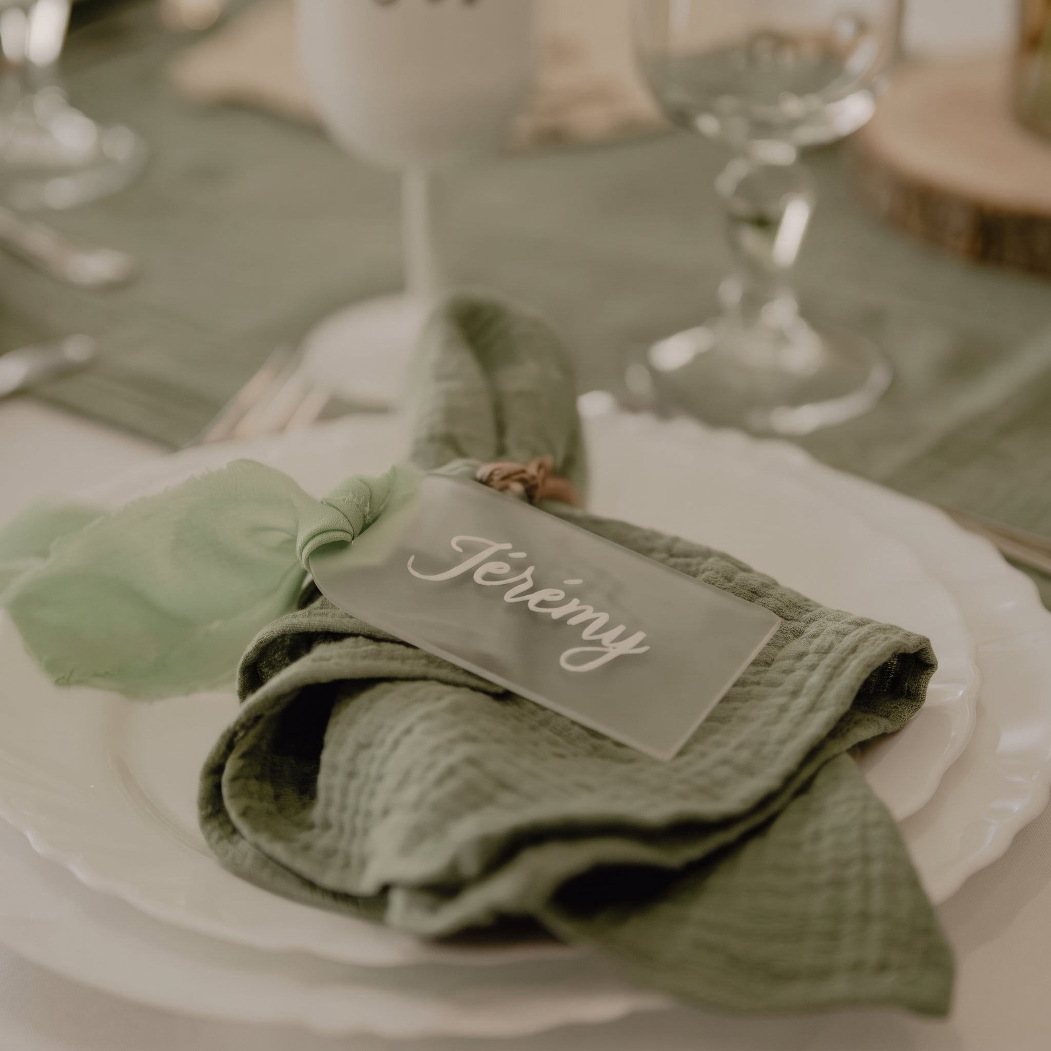 Marque-place personnalisé acrylique - Prénom pour mariage
