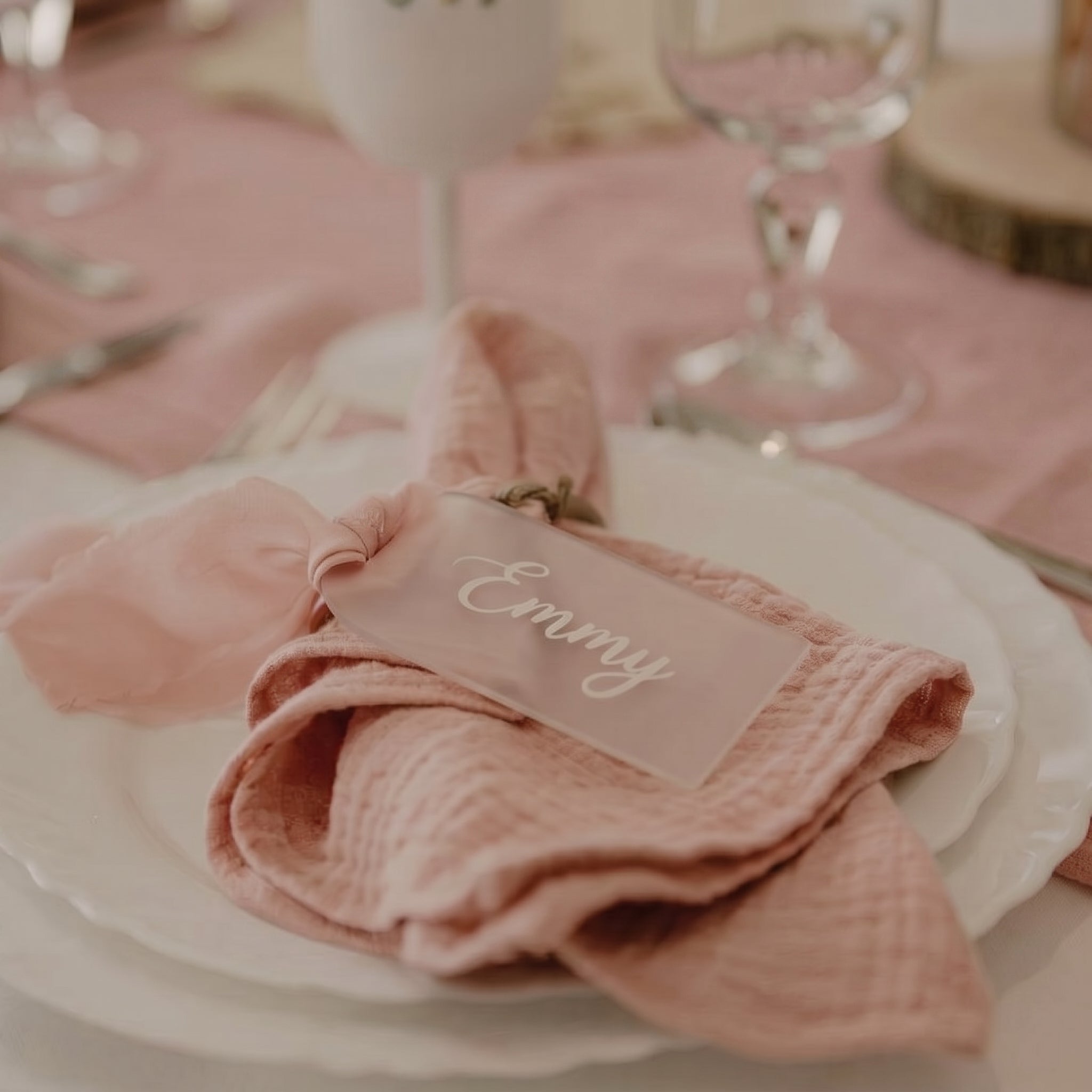 Marque-place personnalisé acrylique - Prénom pour mariage