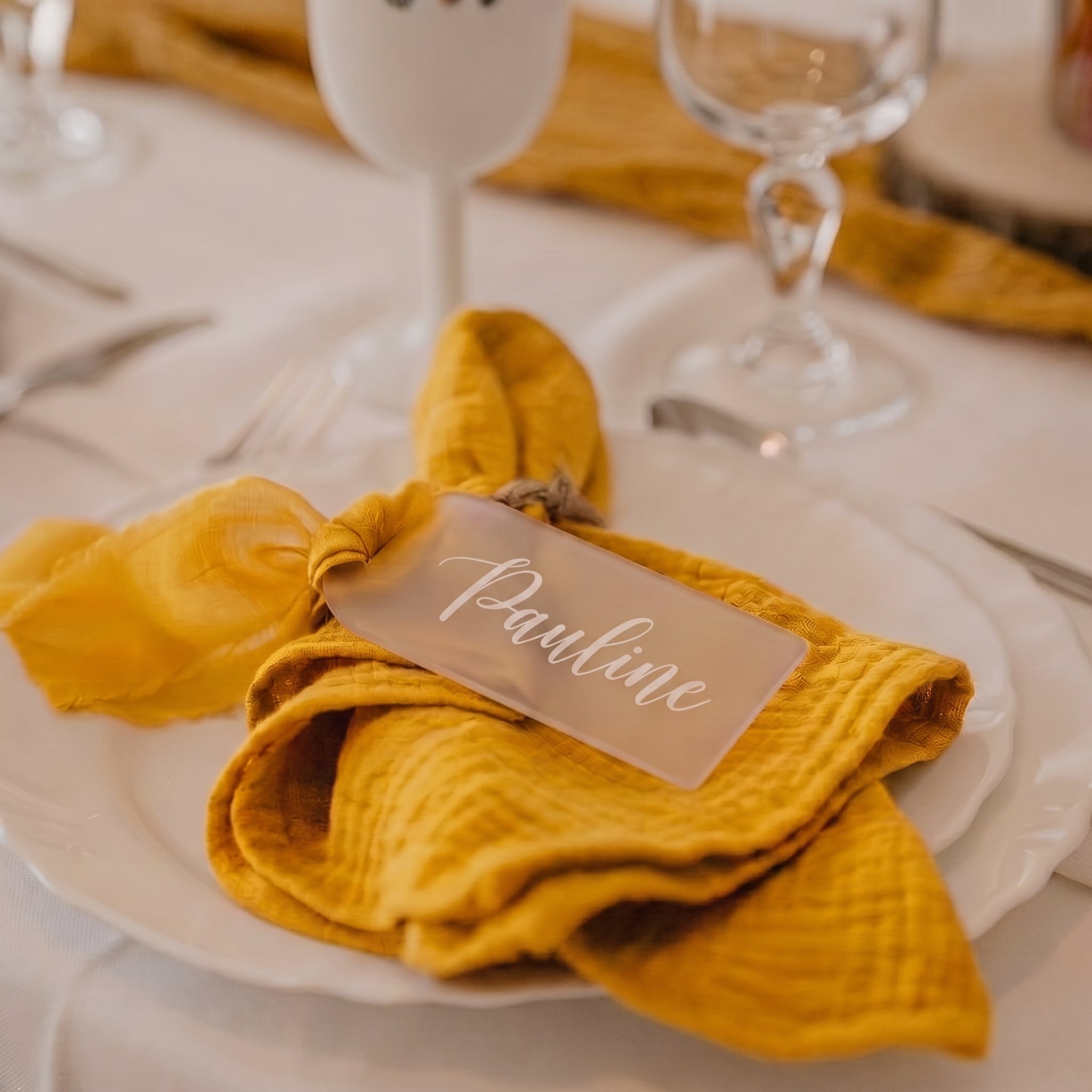 Marque-place personnalisé acrylique - Prénom pour mariage