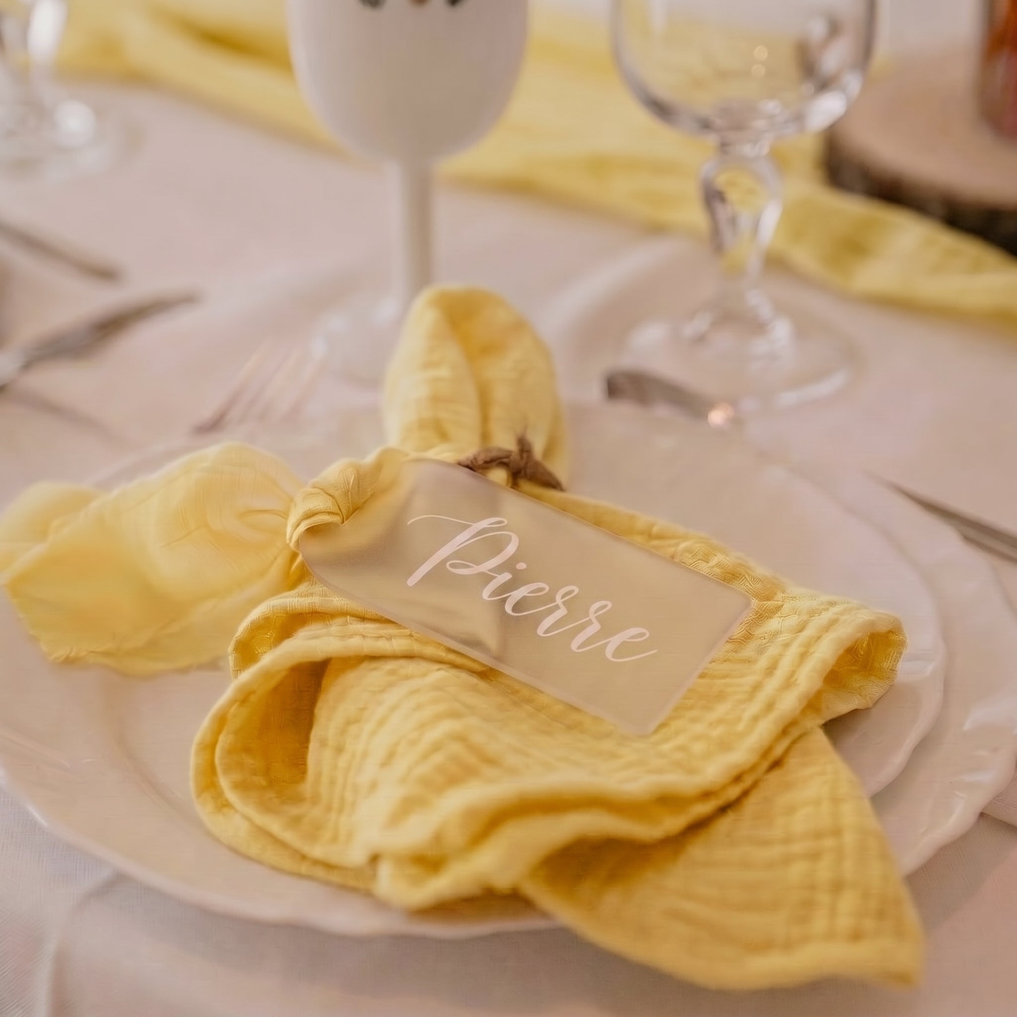 Marque-place personnalisé acrylique - Prénom pour mariage