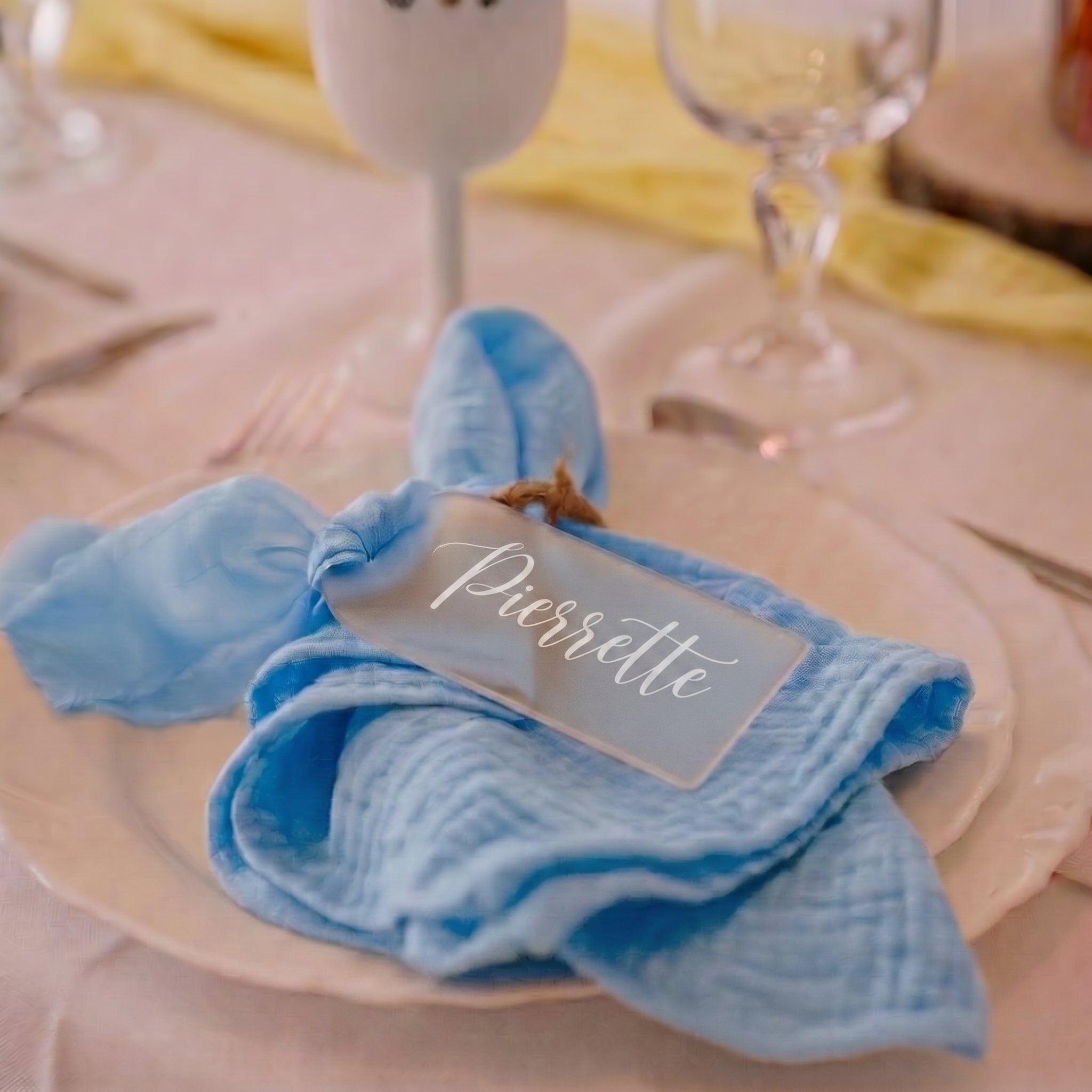 Marque-place personnalisé acrylique - Prénom pour mariage