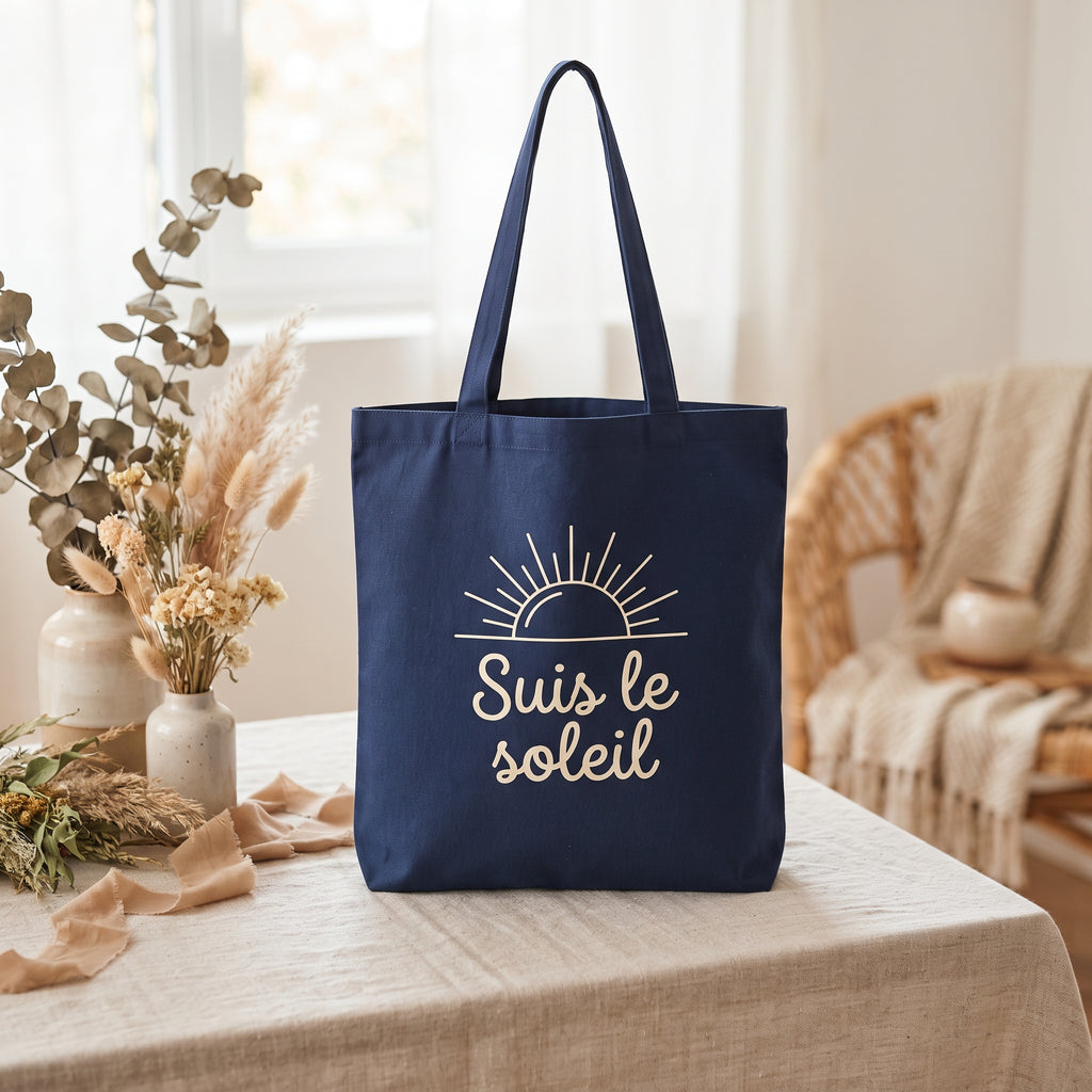 Tote bag personnalisé prénom, sac cabas 100% coton, cadeau femme bohème chic