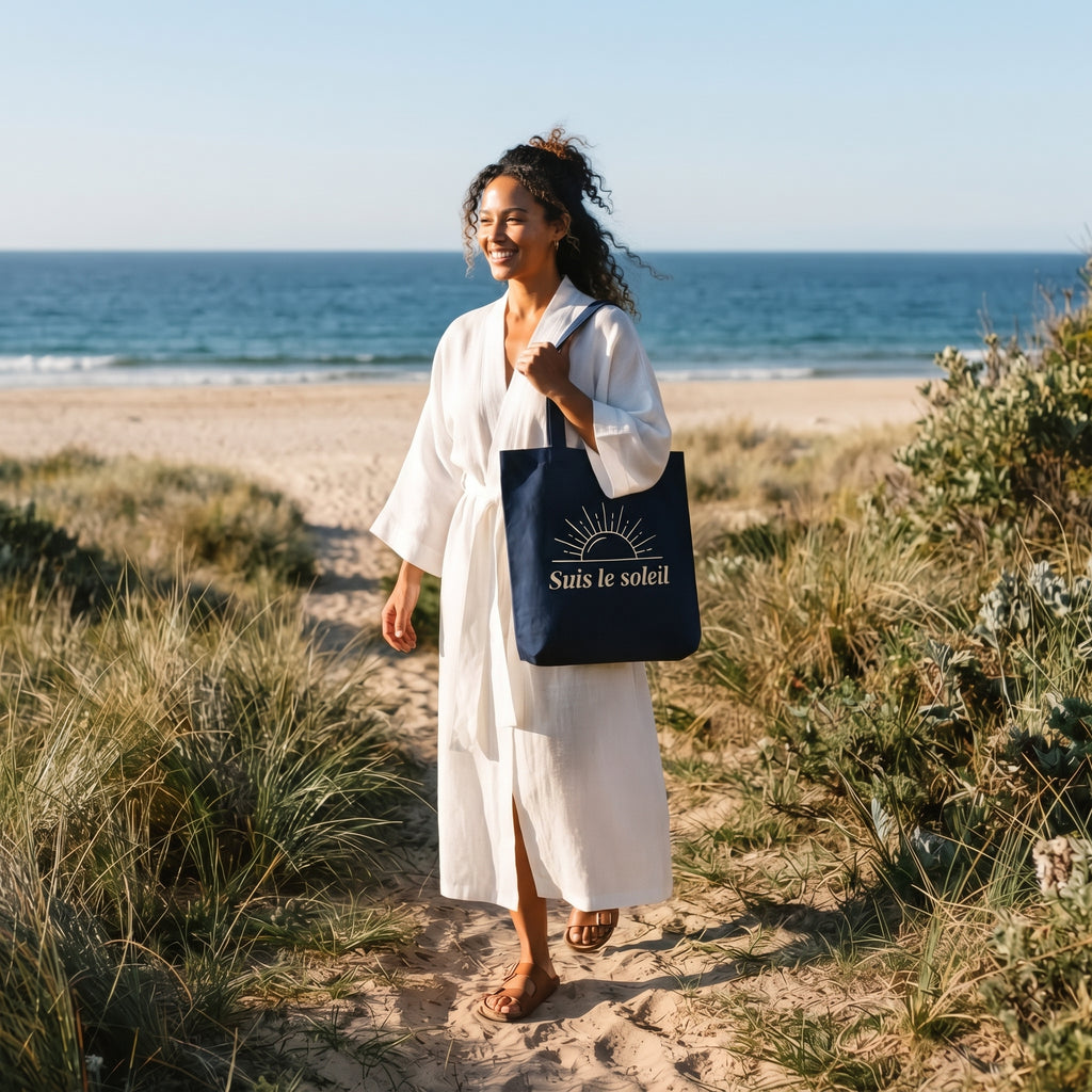 Tote bag personnalisé prénom, sac cabas 100% coton, cadeau femme bohème chic