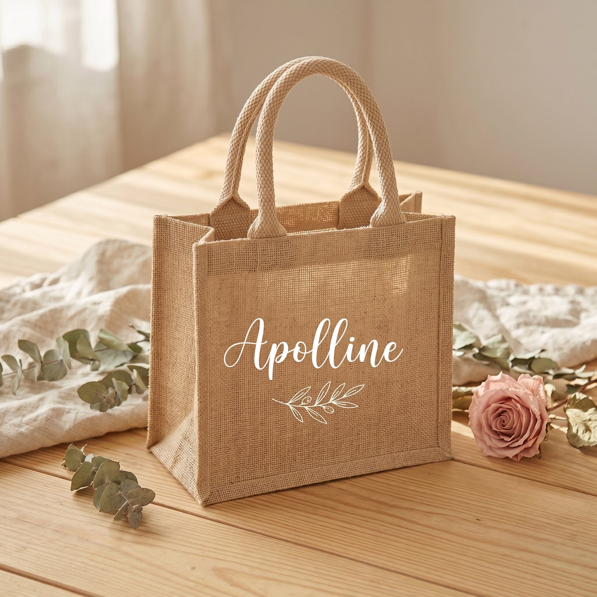 Sac en toile de jute personnalisé - Cadeau EVJF demoiselle d'honneur anniversaire fête des mères
