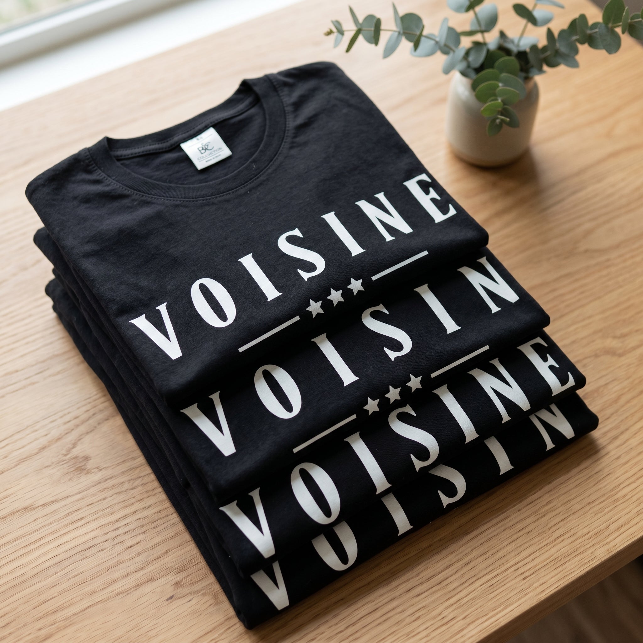 Pack T-shirt personnalisé voisin voisine - Cadeau humour original crémaillère anniversaire