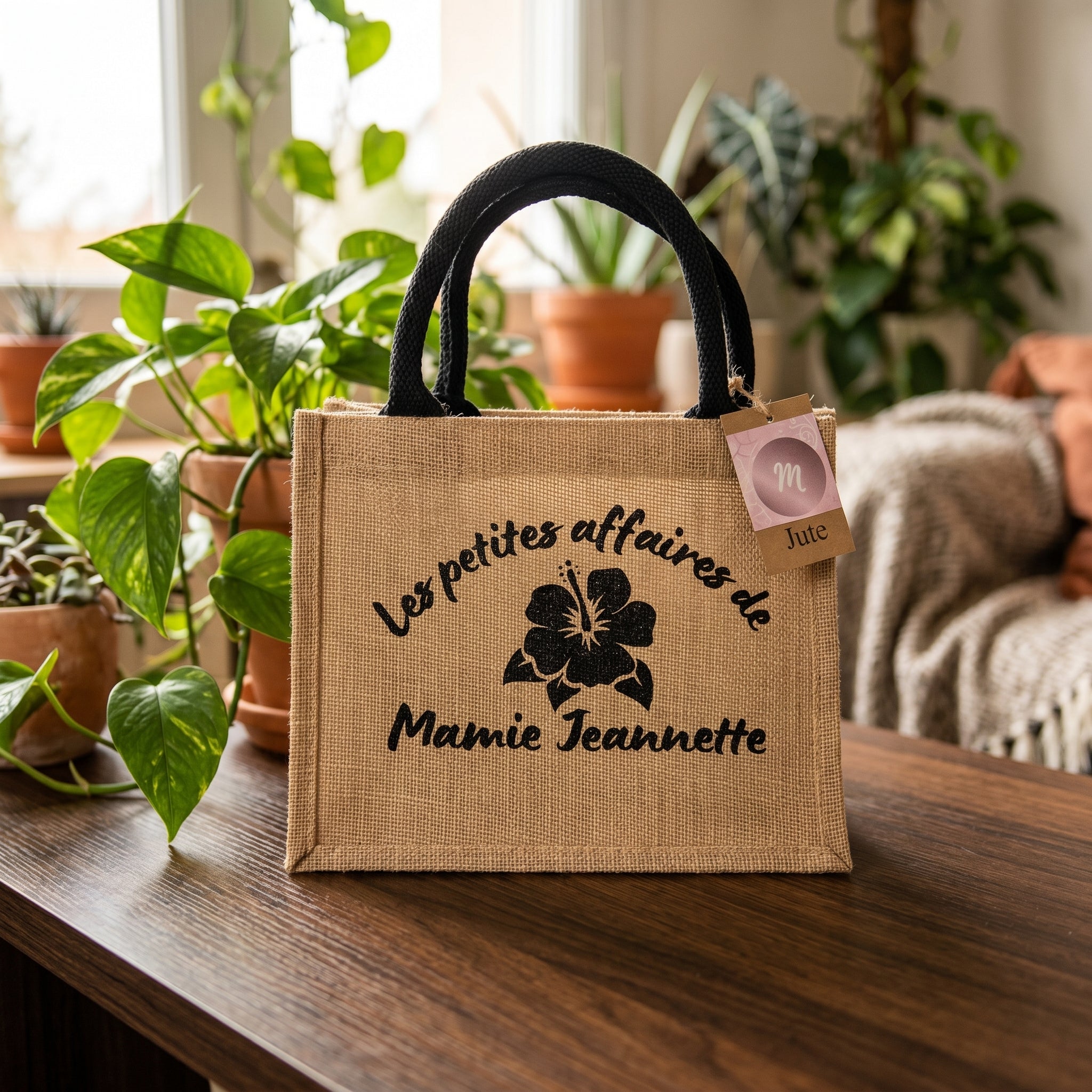 Sac en toile de jute personnalisé - Cadeau EVJF demoiselle d'honneur anniversaire fête des mères