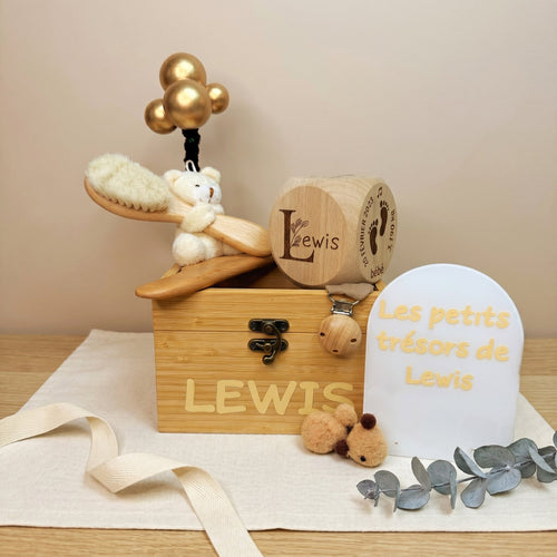 Cube naissance personnalisé bois gravé - Prénom, date, poids, illustration - cadeau naissance