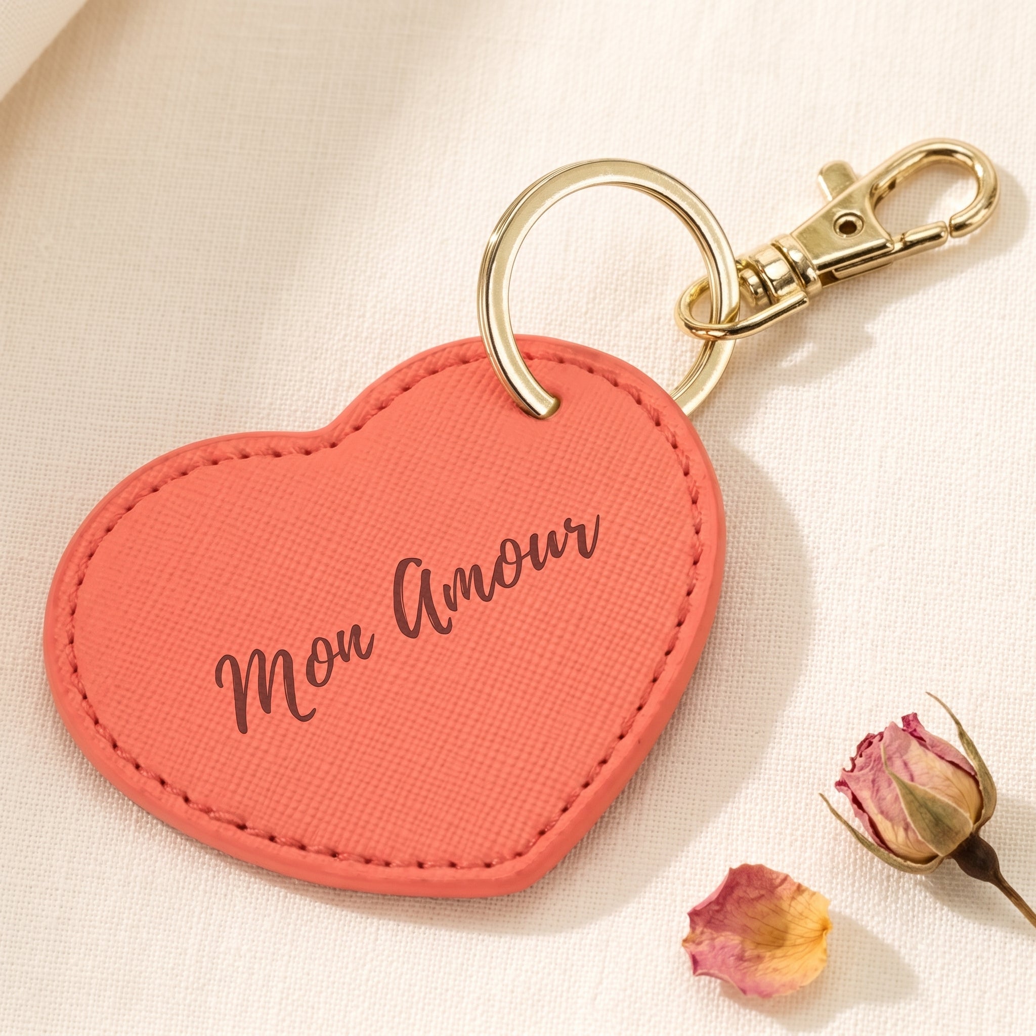 Porte-clé coeur personnalisé – Prénom, mot doux ou date – Idée cadeau couple