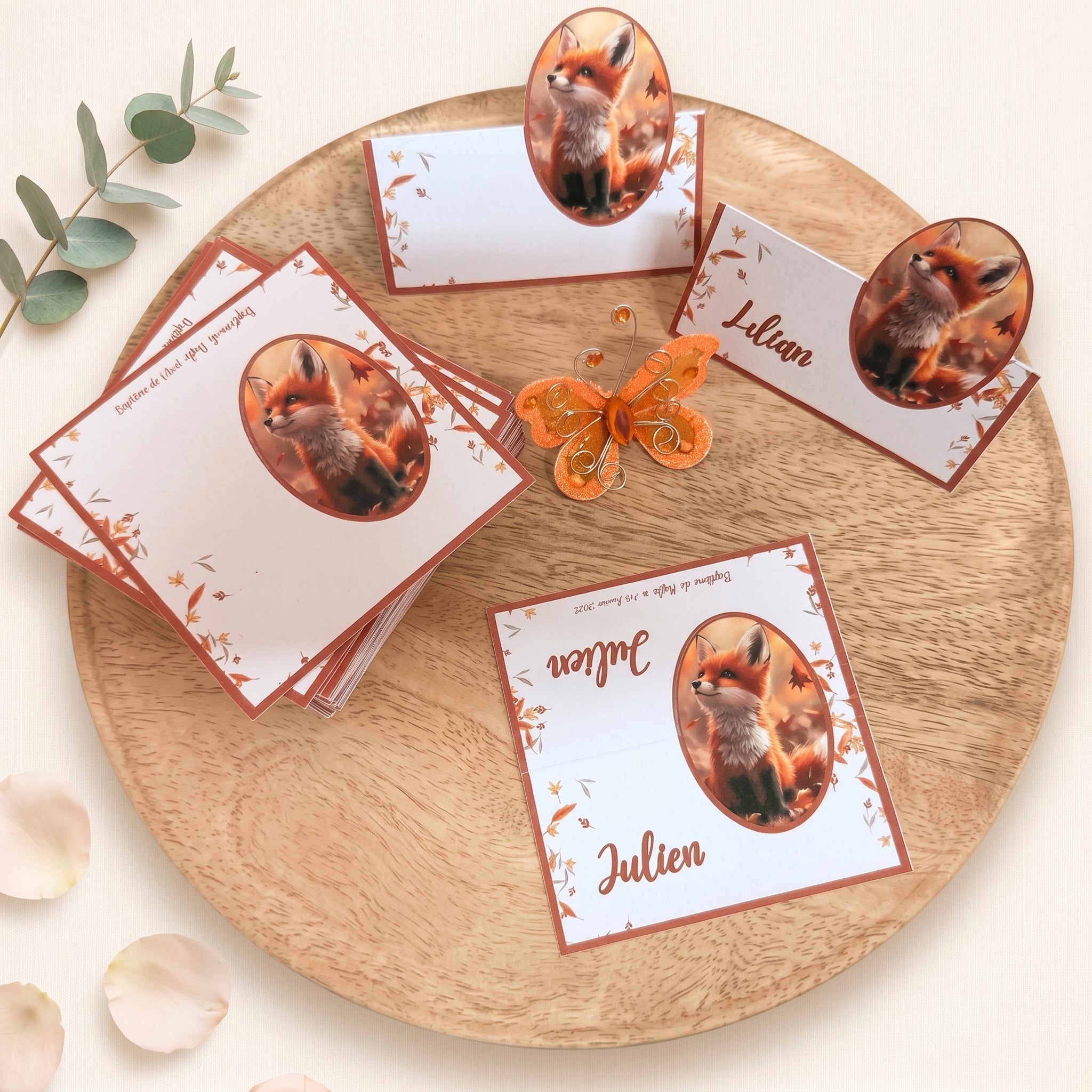 Marque-place personnalisé prénom – Effet pop-up illustration – Décoration de table mariage