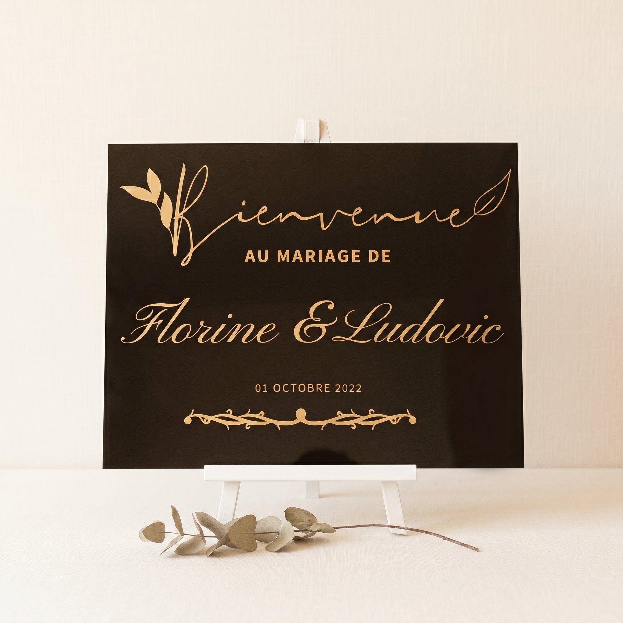 Panneau bienvenue personnalisé - Mariage, baptême, anniversaire - Verre, bois ou plexiglas