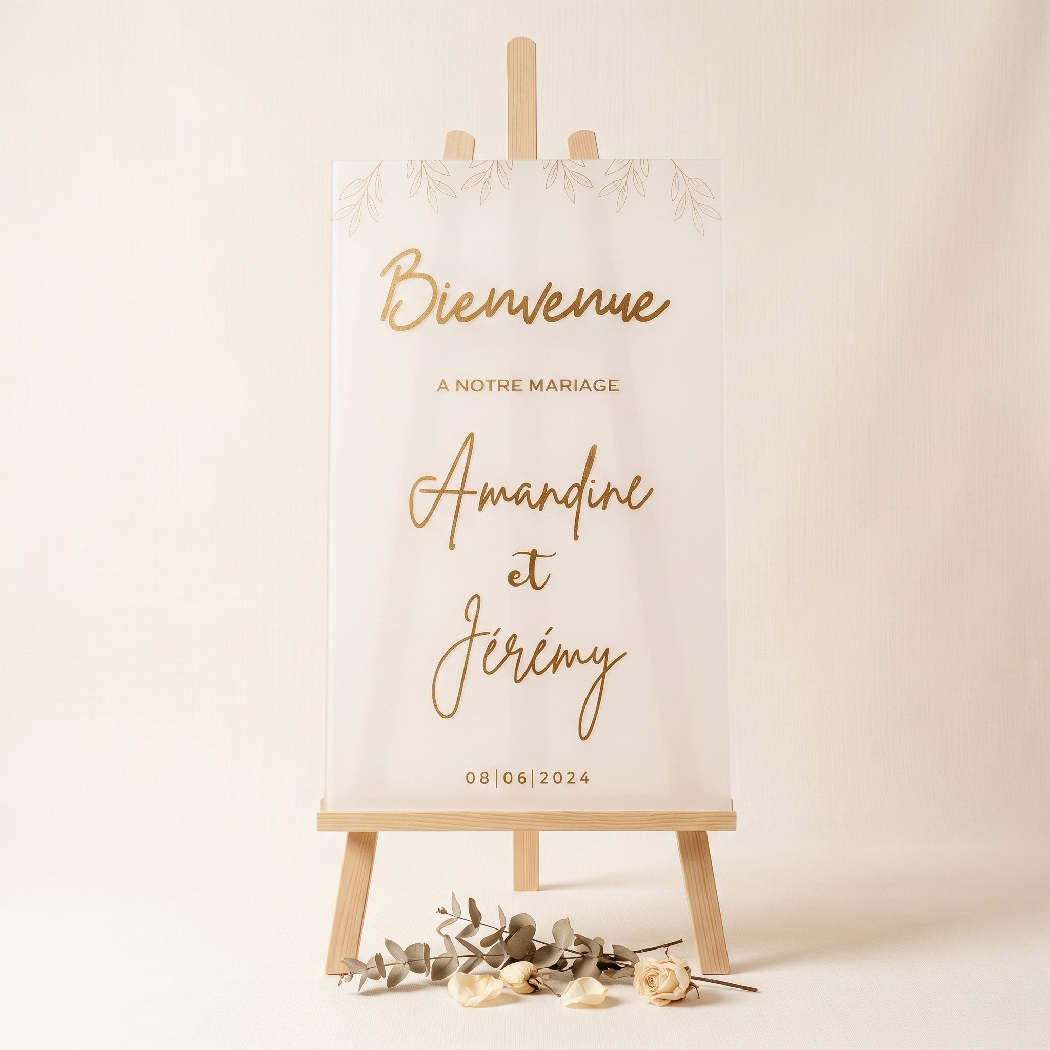 Panneau bienvenue personnalisé - Mariage, baptême, anniversaire - Verre, bois ou plexiglas