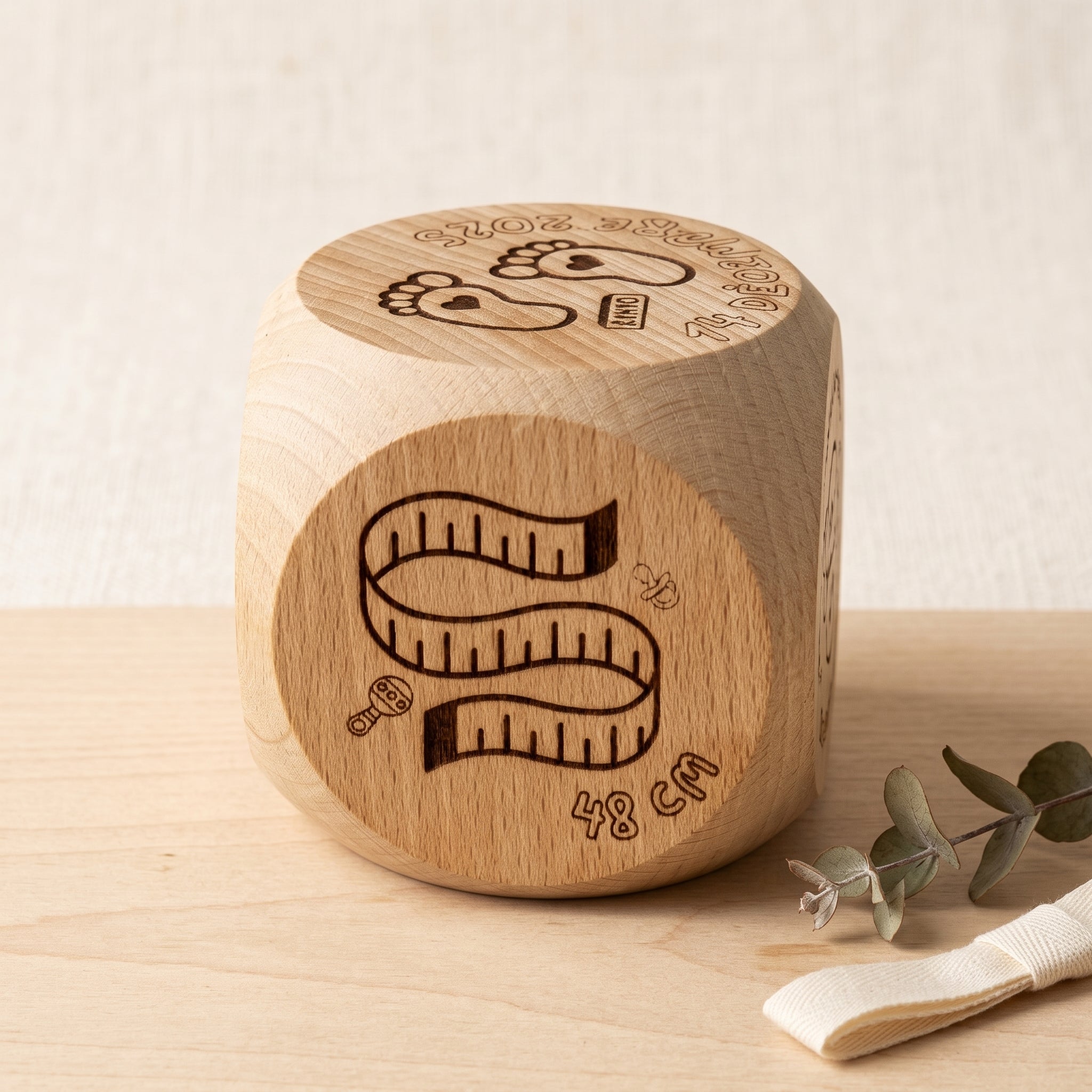 Cube naissance personnalisé bois gravé - Prénom, date, poids, illustration - cadeau naissance