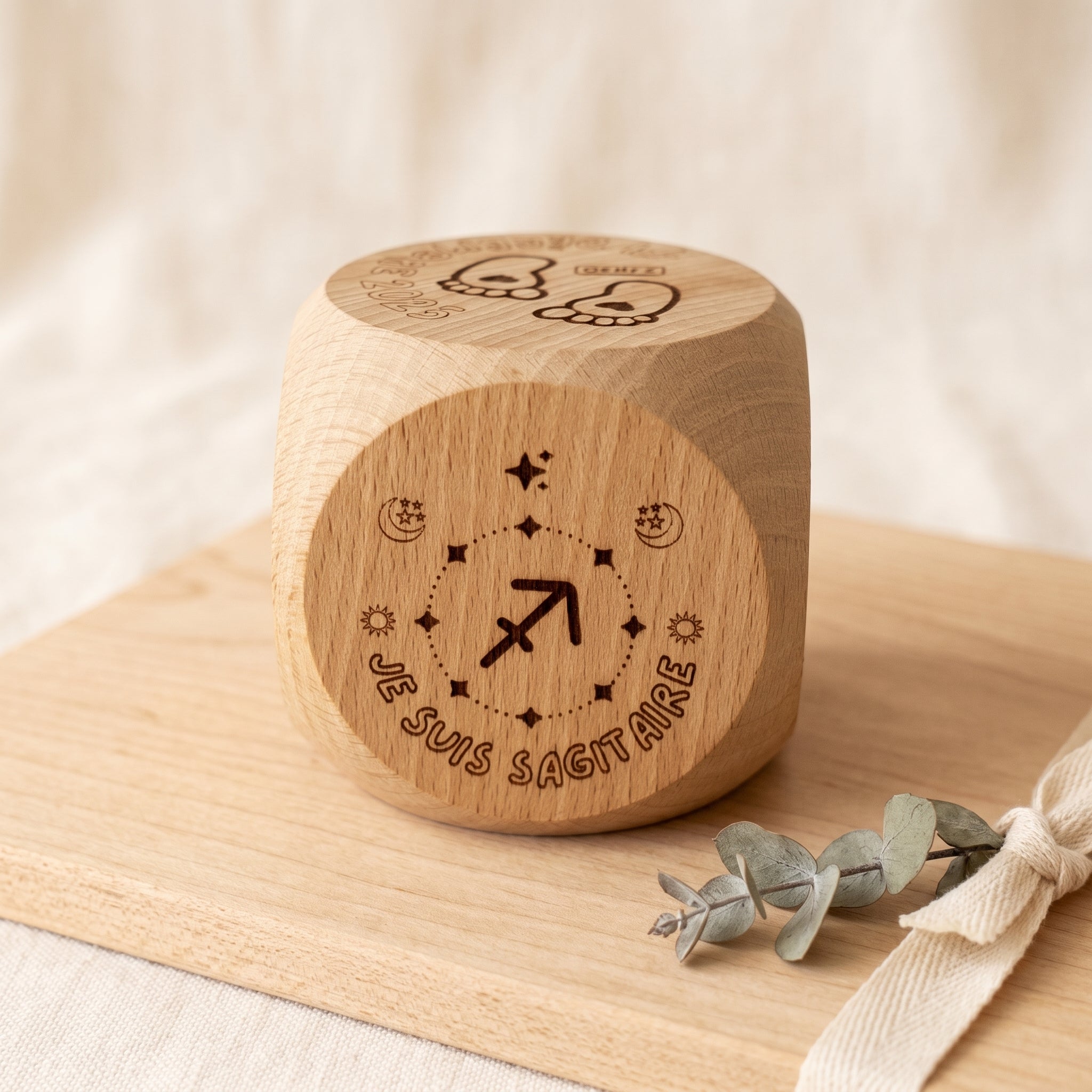 Cube naissance personnalisé bois gravé - Prénom, date, poids, illustration - cadeau naissance