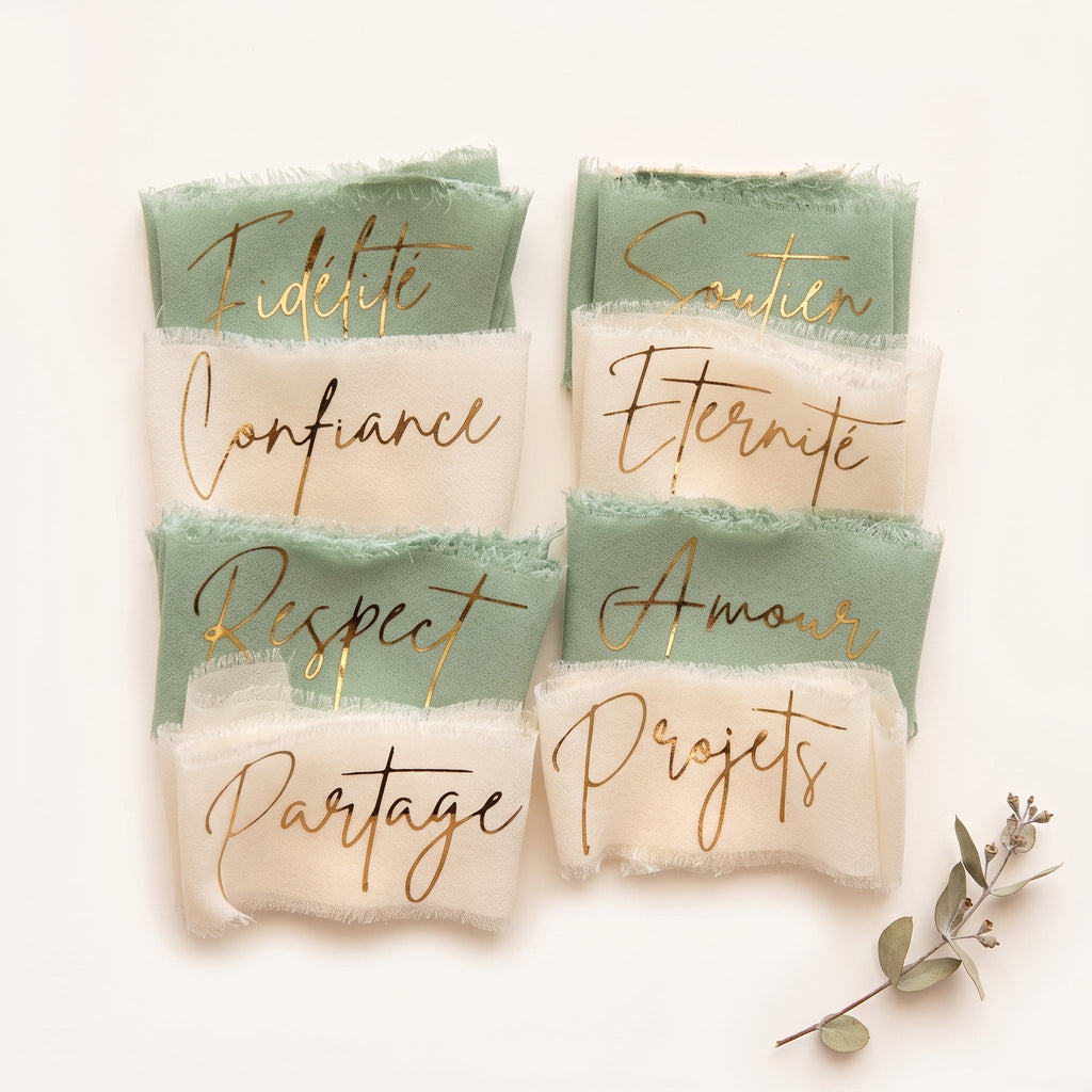 Lot de rubans mariage personnalisés – Cérémonie laïque des rubans – Rituel handfasting symbolique
