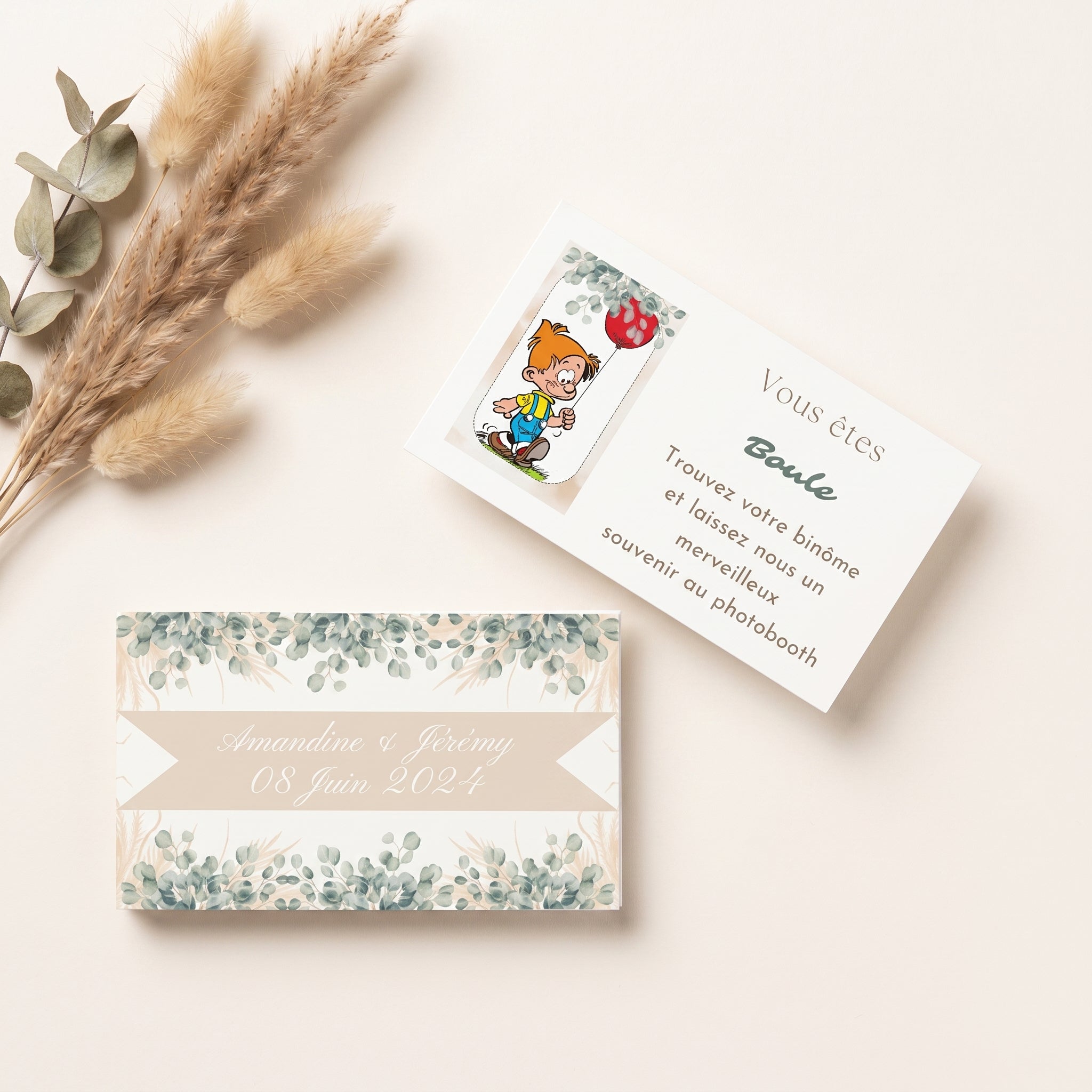 Jeu des binômes - Cartes plastifiées personnalisées pour mariage et fête - Animation brise-glace pour vos invités