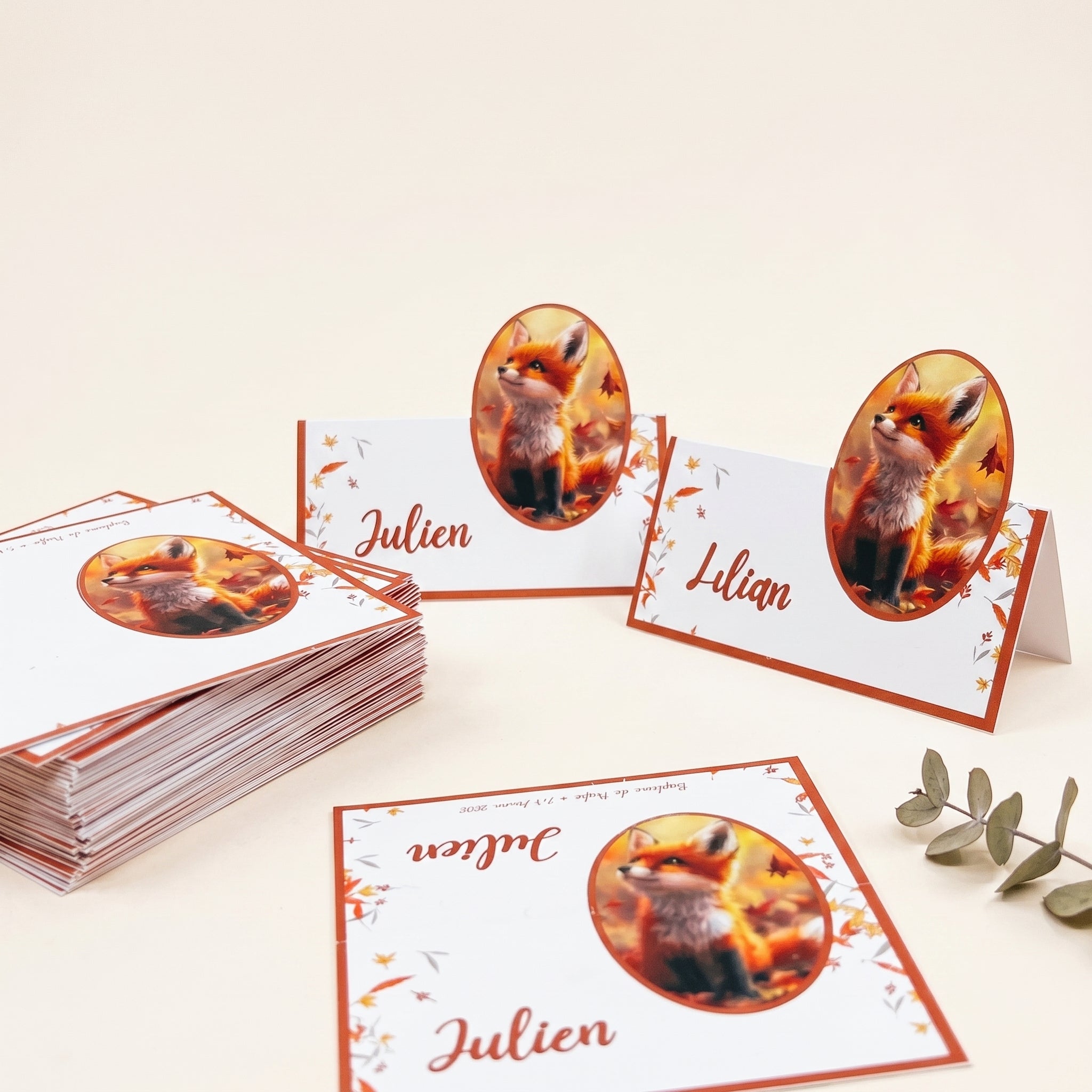 Marque-place personnalisé prénom – Effet pop-up illustration – Décoration de table mariage