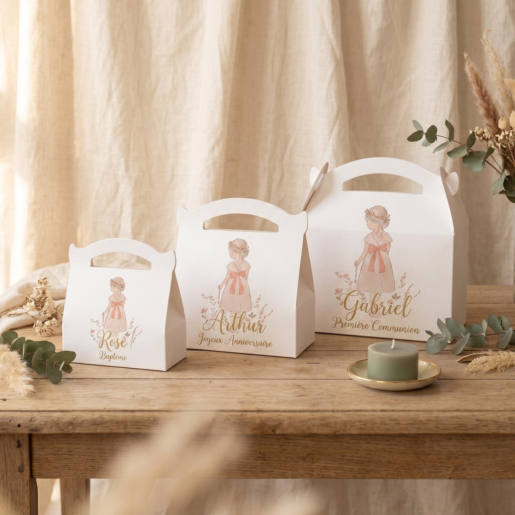 Boîte cadeau personnalisée enfant - Prénom et message sur mesure - Décoration table anniversaire