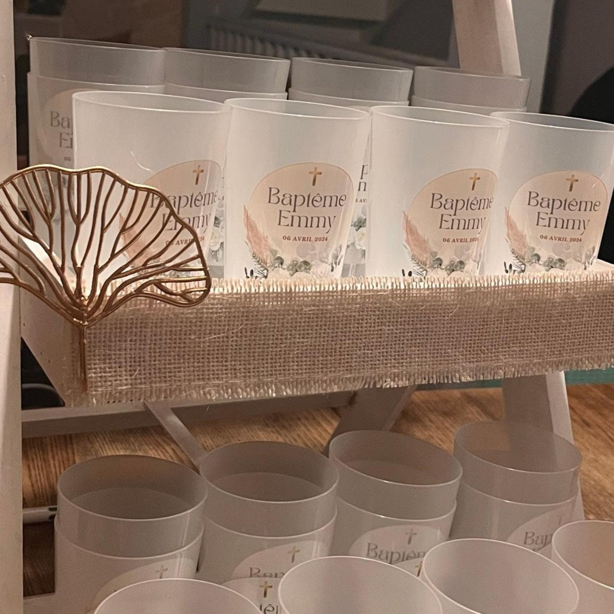 Gobelet personnalisé 25cl incolore givré ou blanc - Cadeau invité mariage EVJF baptême anniversaire