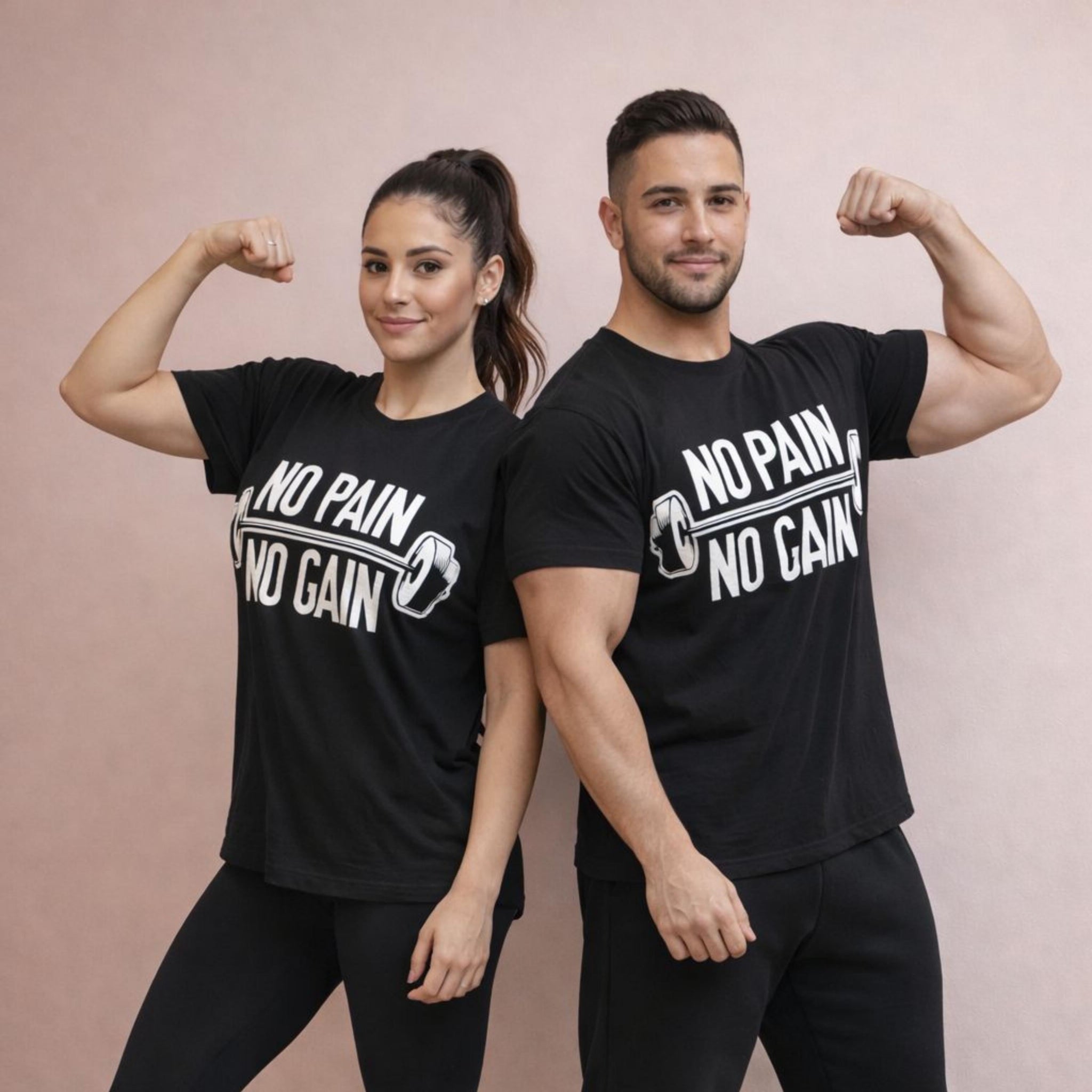 T-shirt No Pain No Gain homme femme – t-shirt coton – impression puff classic 3D – motivation sport - Image 1