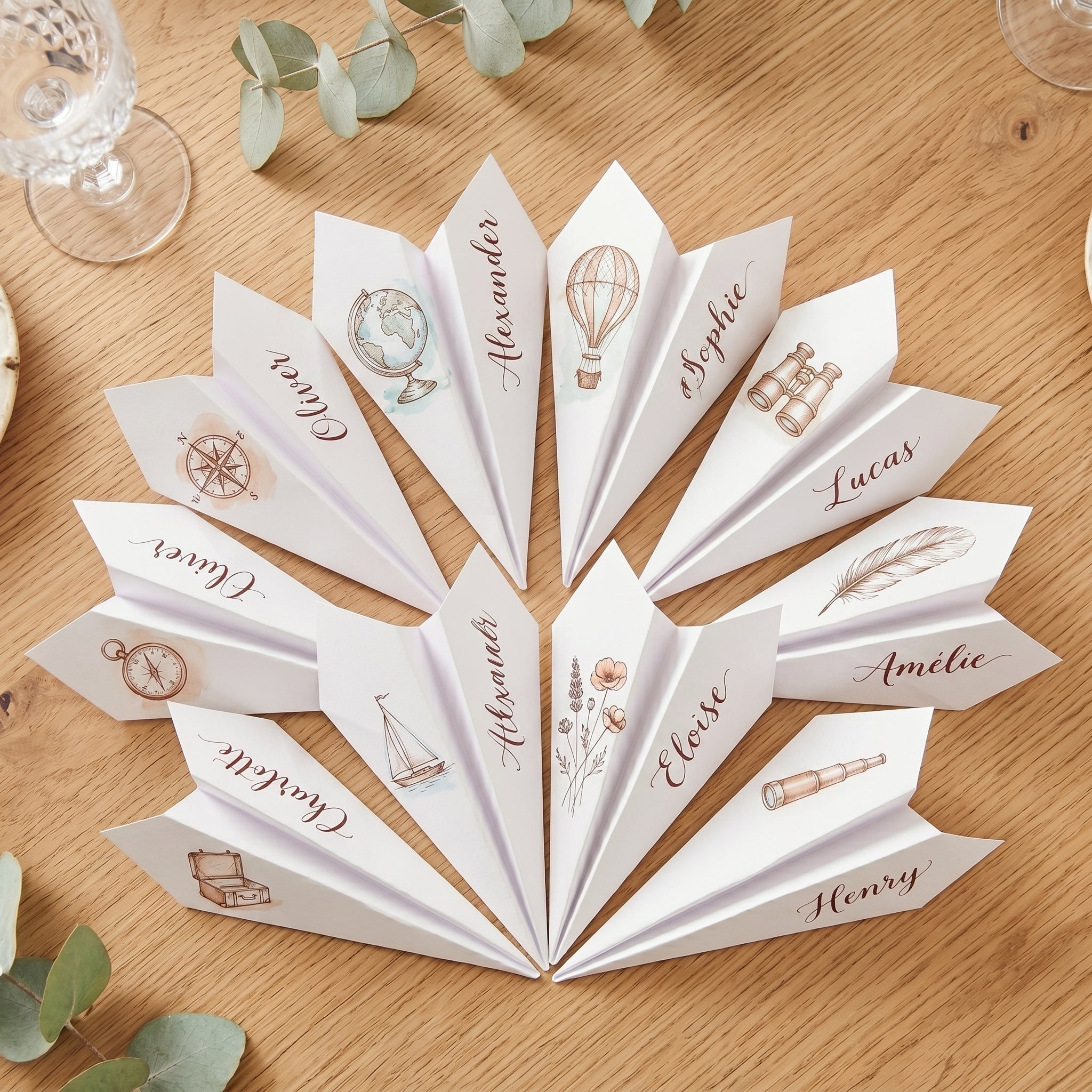 Marque-place avion origami personnalisé - Décoration mariage papier
