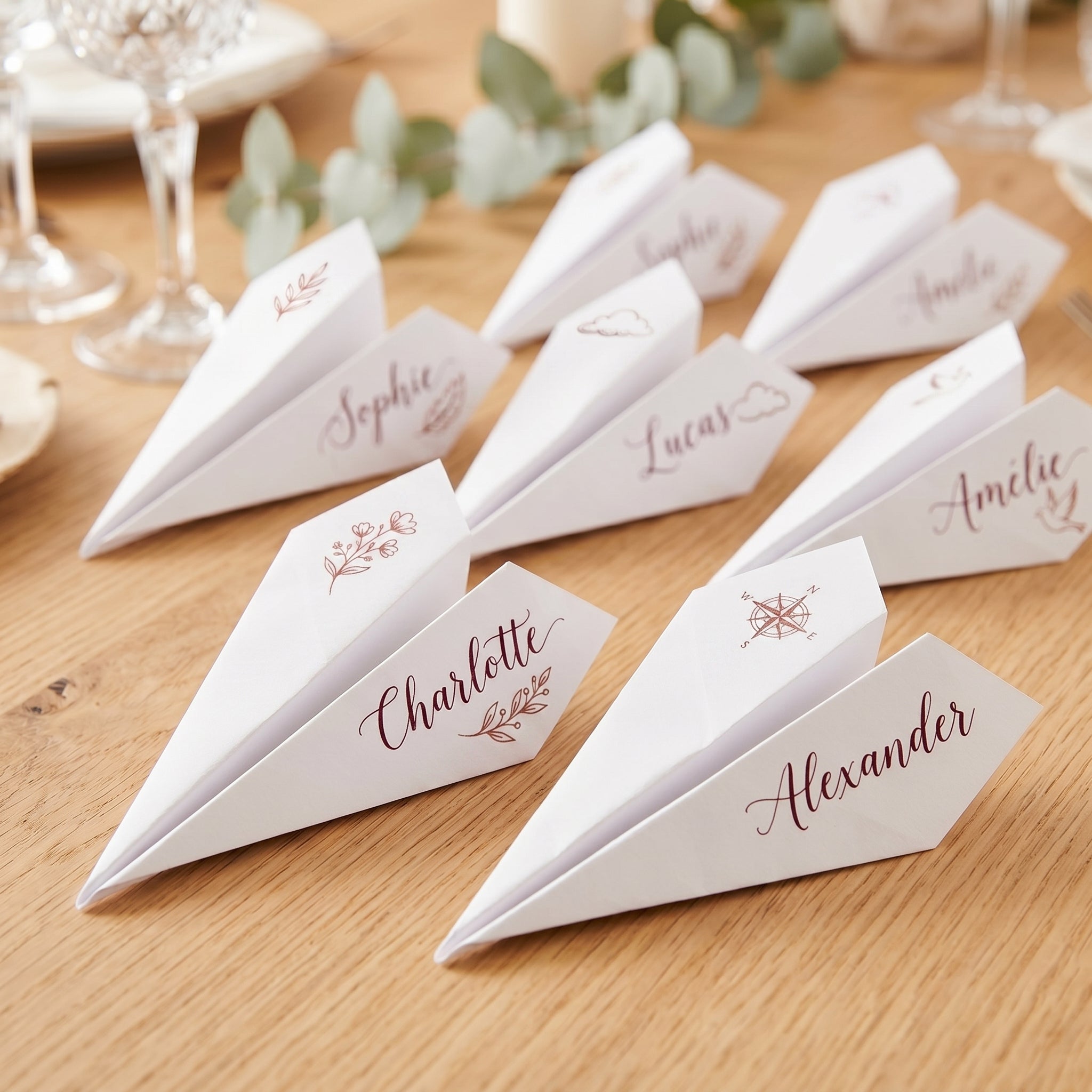 Marque-place avion origami personnalisé - Décoration mariage papier